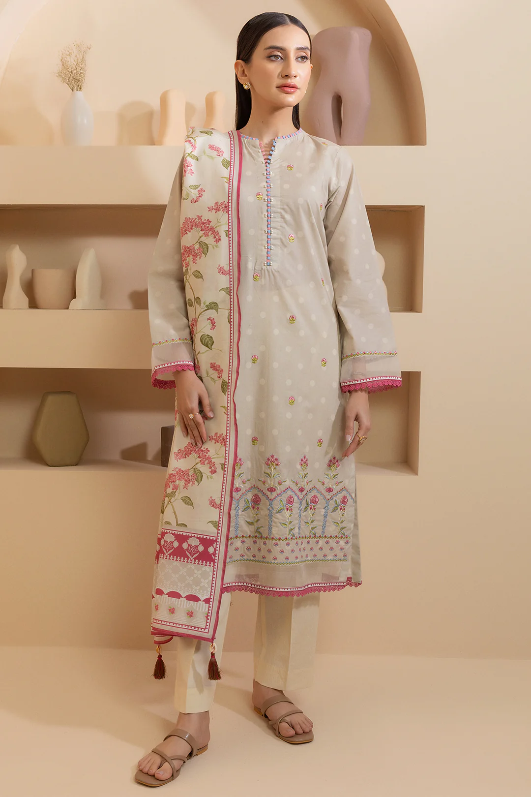 Embroidered Shirt Dupatta - 0177 - Image 6