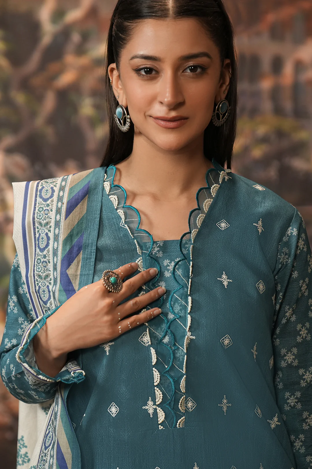 Embroidered Shirt Dupatta - 0350 - Image 3