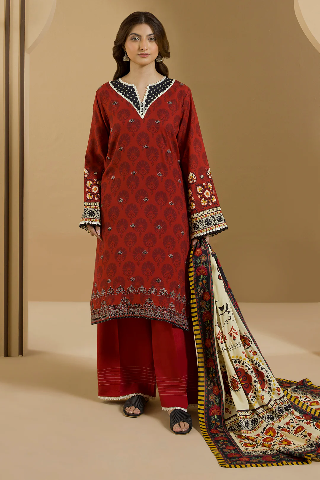 Embroidered Shirt Shalwar Dupatta - 0254 - Image 2