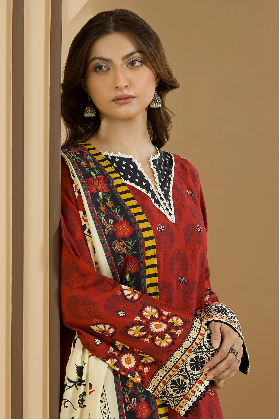 Embroidered Shirt Shalwar Dupatta - 0254 - Image 4
