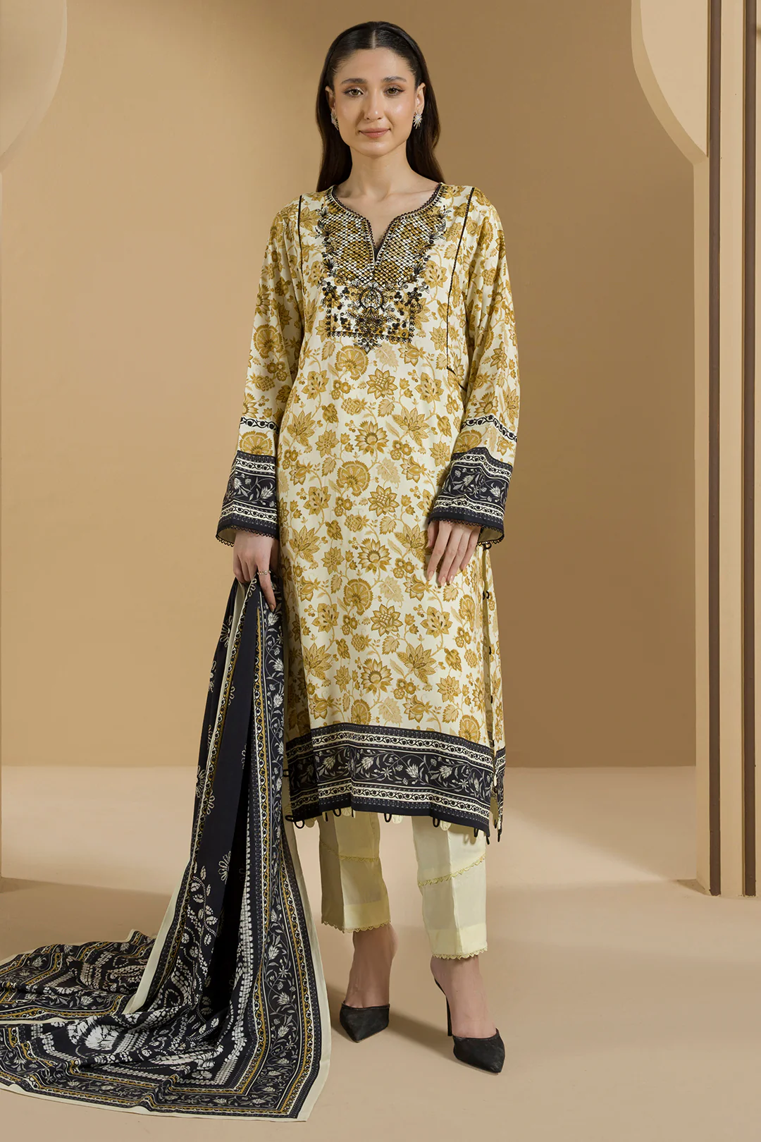 Embroidered Shirt Shalwar Dupatta - 0255 - Image 4