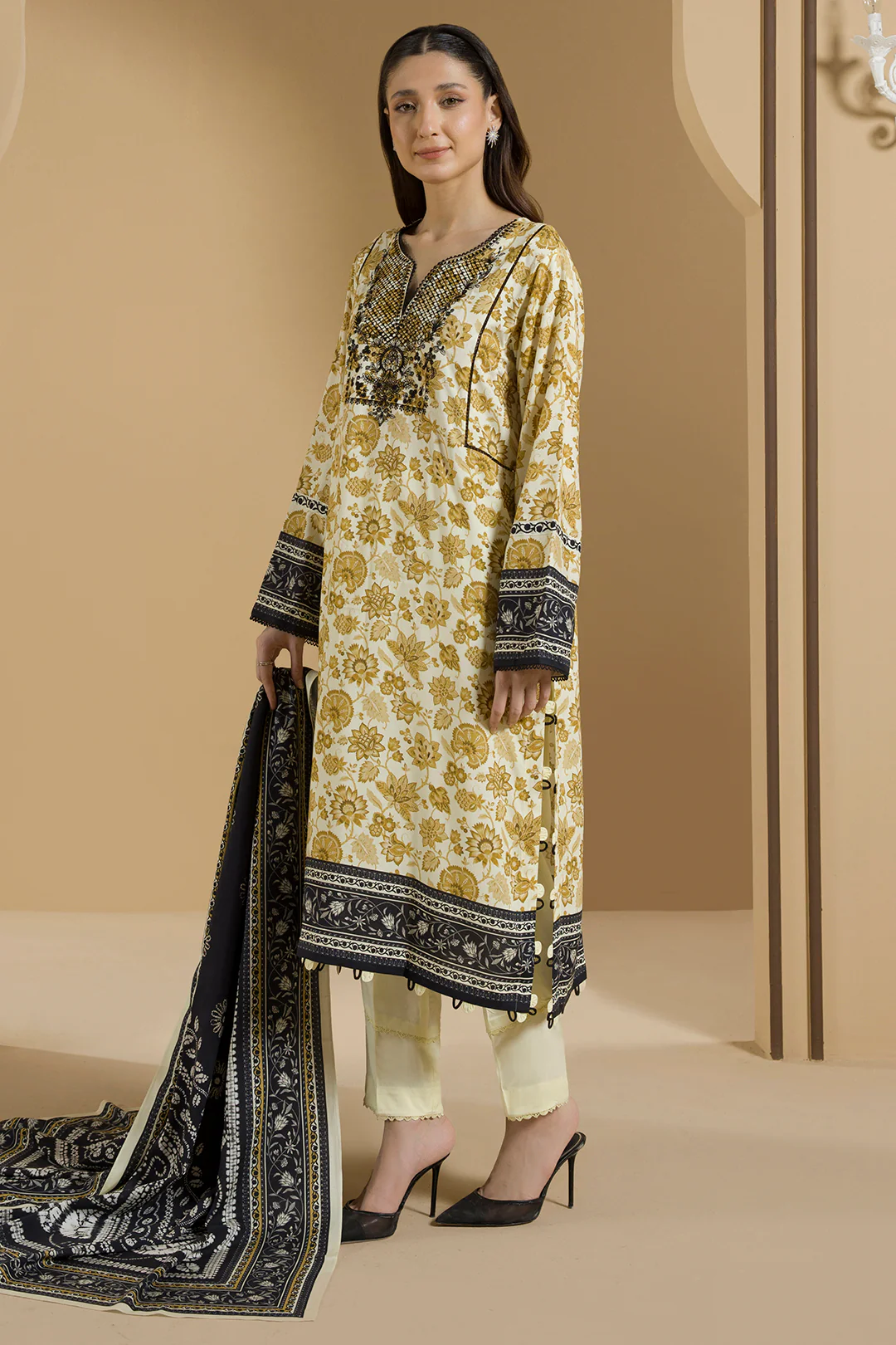 Embroidered Shirt Shalwar Dupatta - 0255 - Image 3