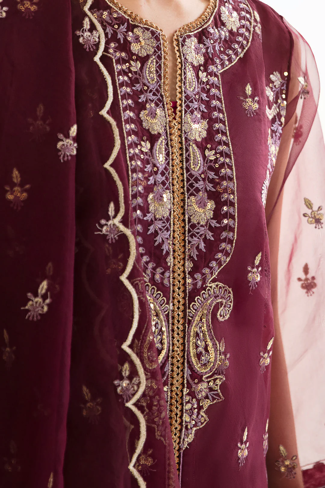 Embroidered Shirt Shalwar Dupatta - 0298 - Image 2