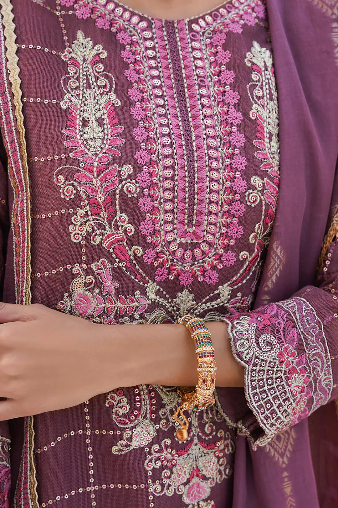 Embroidered Shirt Shalwar Dupatta - 0356 - Image 3
