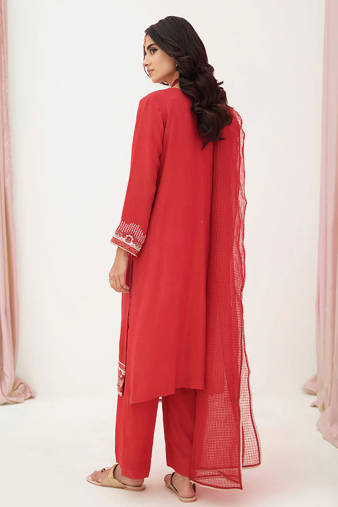 Embroidered Shirt Shalwar Dupatta - 0358 - Image 6