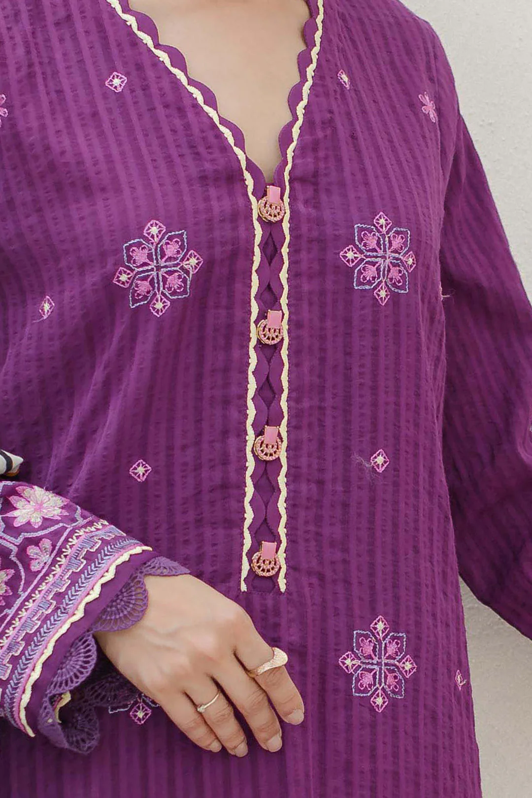 Embroidered Shirt Shalwar Dupatta - 0704 - Image 4