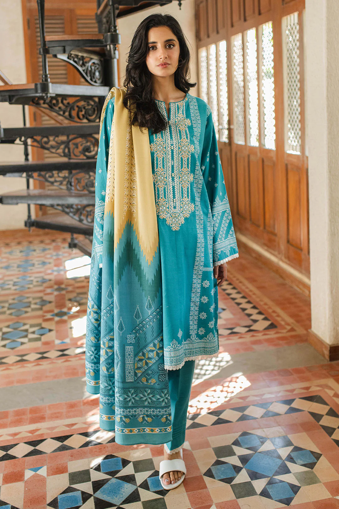 Embroidered Shirt Shalwar Dupatta - 0085 - Image 3