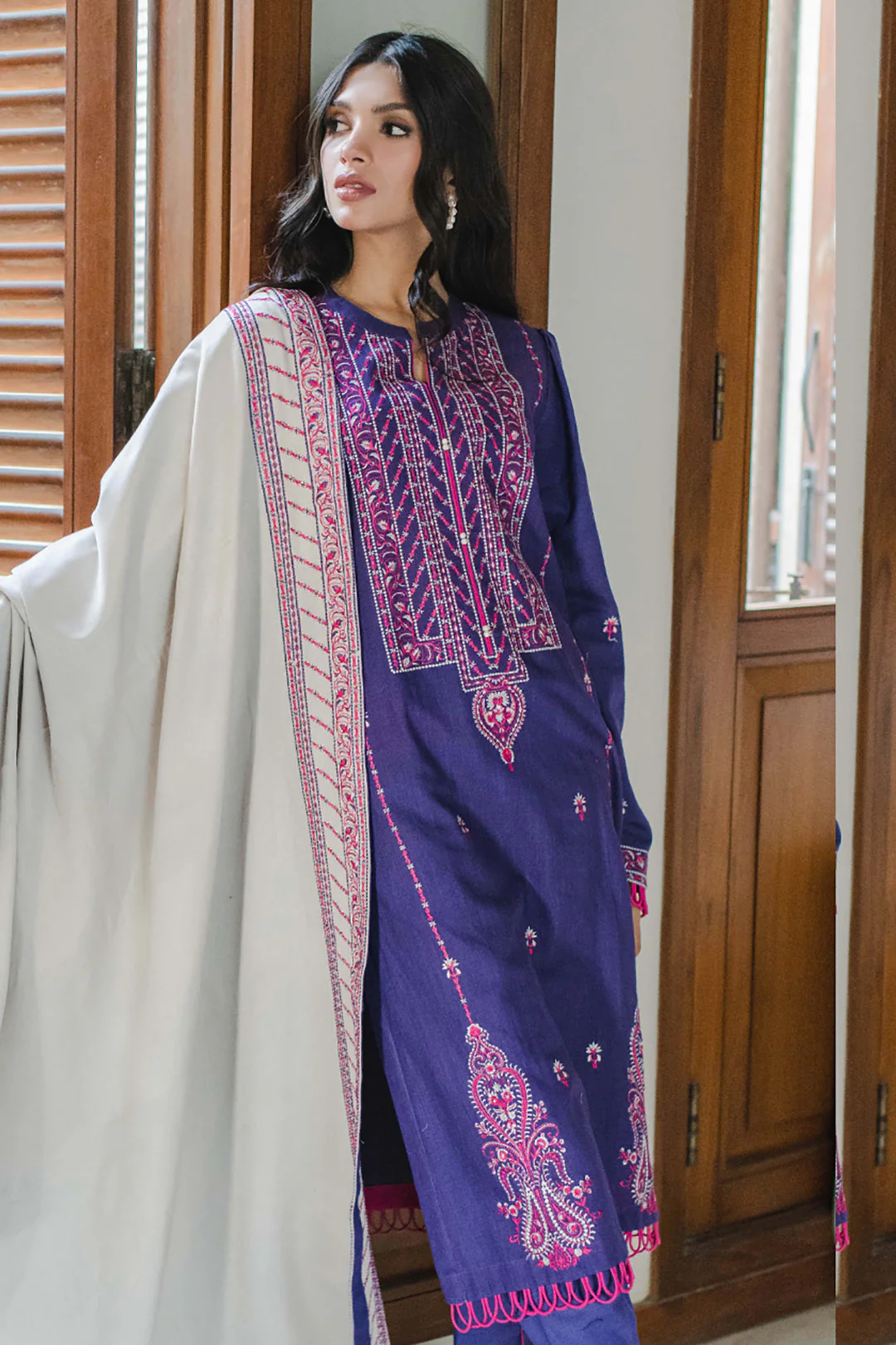 Embroidered Shirt Shalwar Dupatta - 0090 - Image 2
