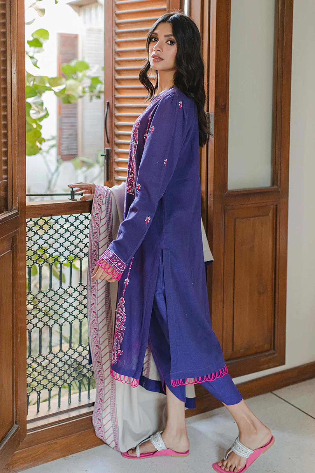 Embroidered Shirt Shalwar Dupatta - 0090 - Image 5