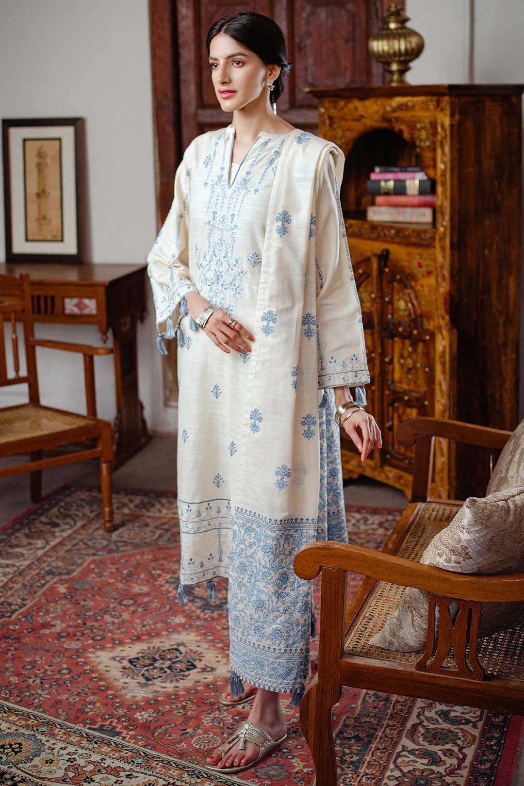 Embroidered Shirt Shalwar Dupatta - 0098 - Image 2