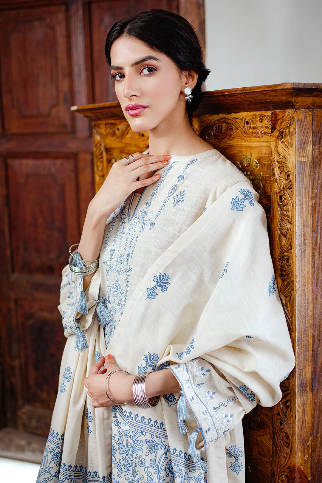 Embroidered Shirt Shalwar Dupatta - 0098 - Image 5