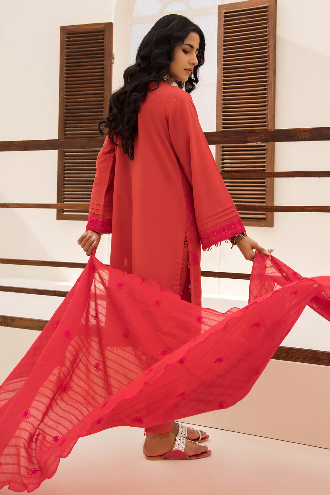 Embroidered Shirt Shalwar Dupatta - 0191 - Image 6