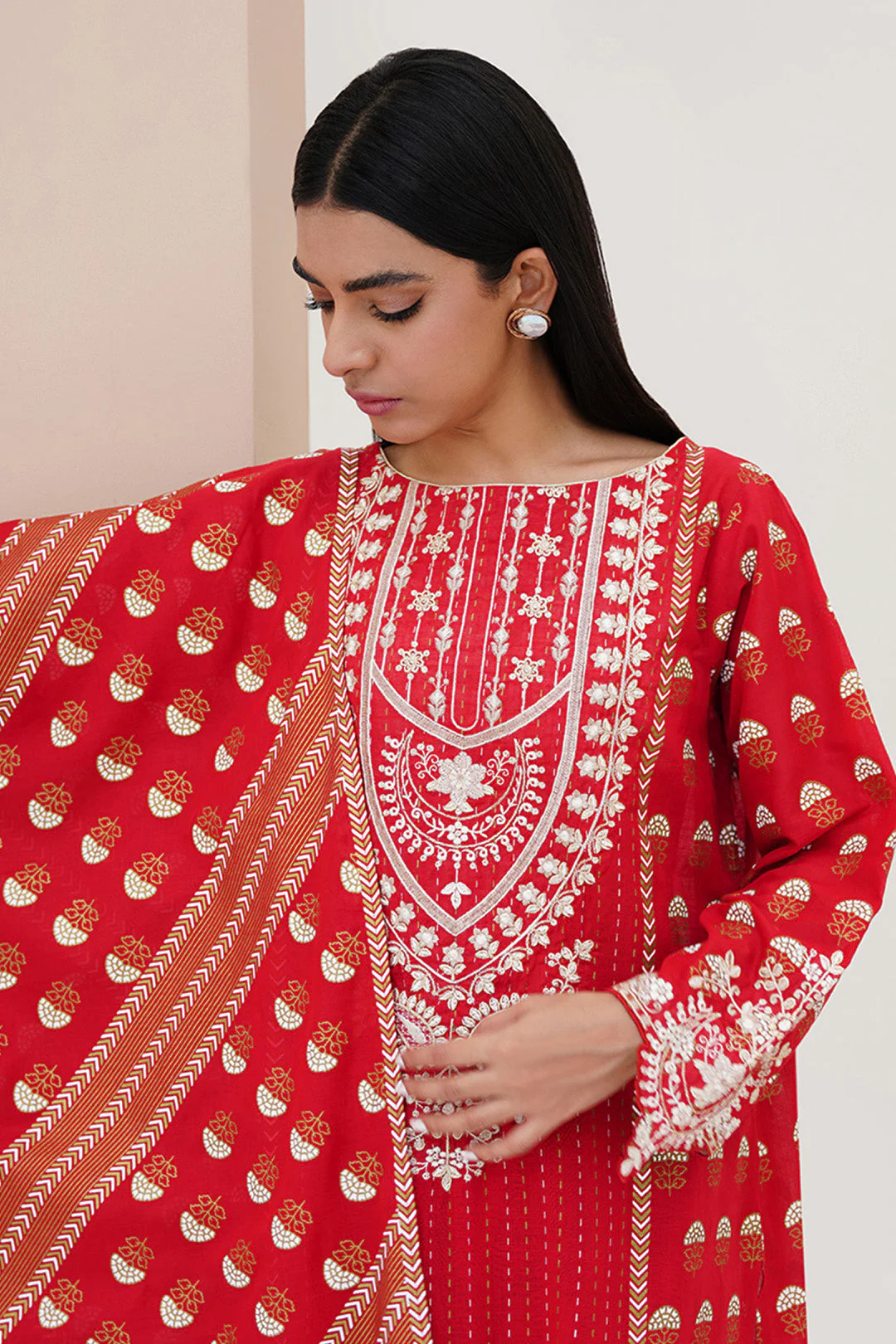 Embroidered Shirt Shalwar Dupatta - 0195