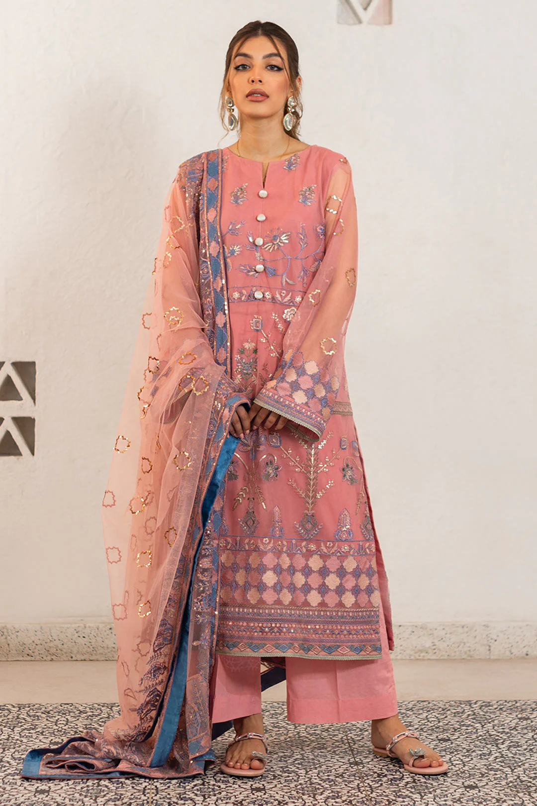 Embroidered Shirt Shalwar Dupatta - 0284 - Image 2