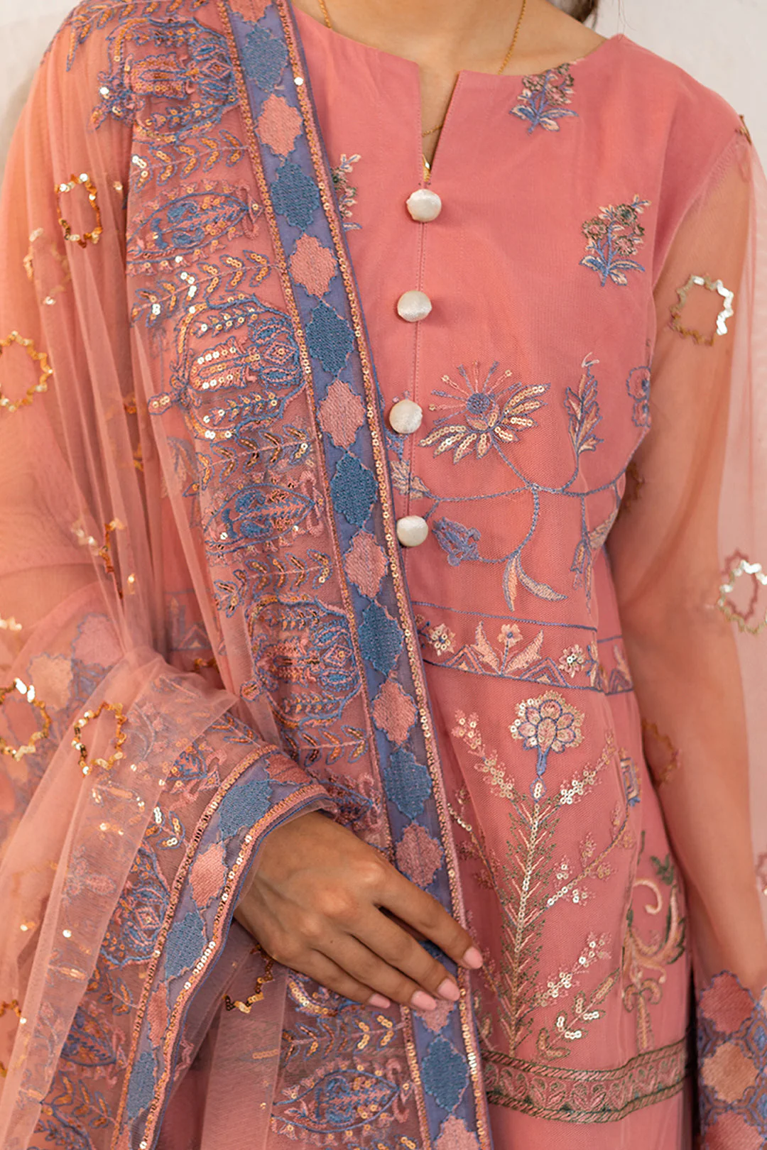 Embroidered Shirt Shalwar Dupatta - 0284 - Image 7