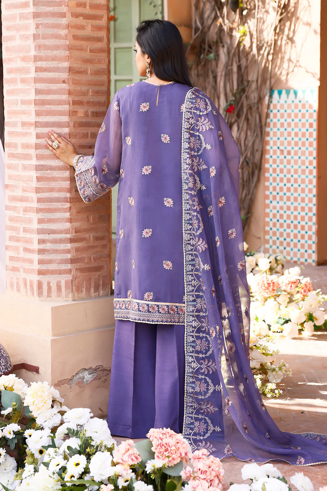 Embroidered Shirt Shalwar Dupatta - 0287 - Image 5