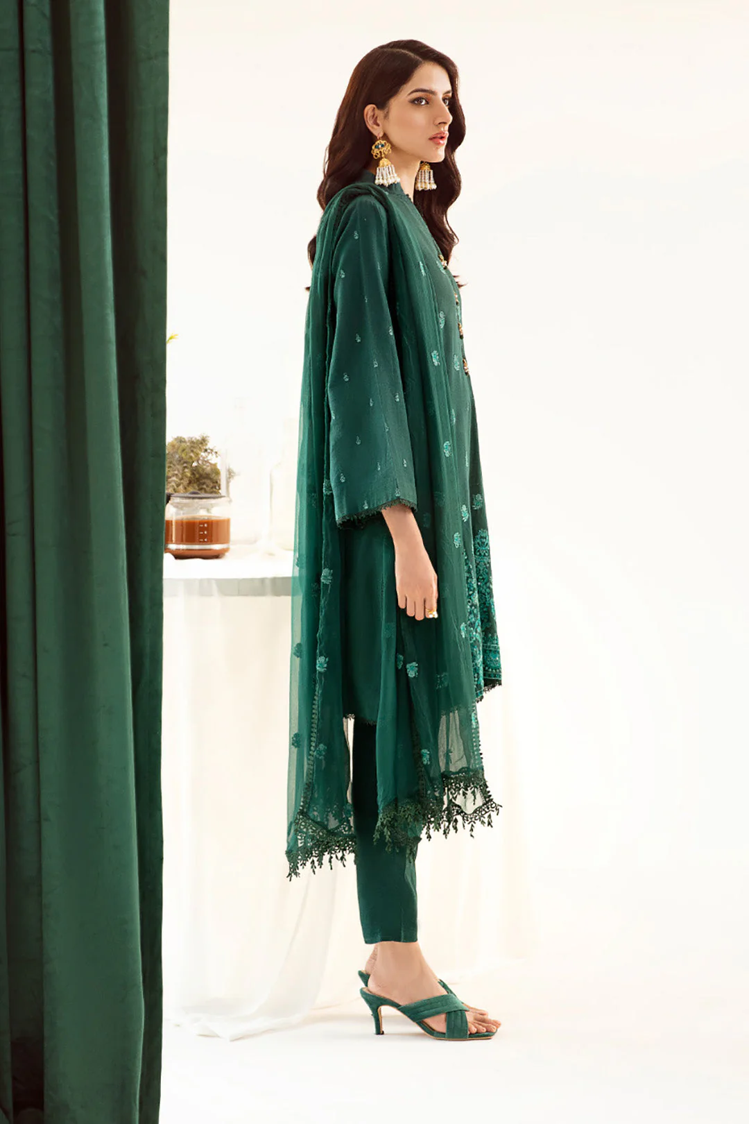 Embroidered Shirt Shalwar Dupatta - 0302 - Image 3