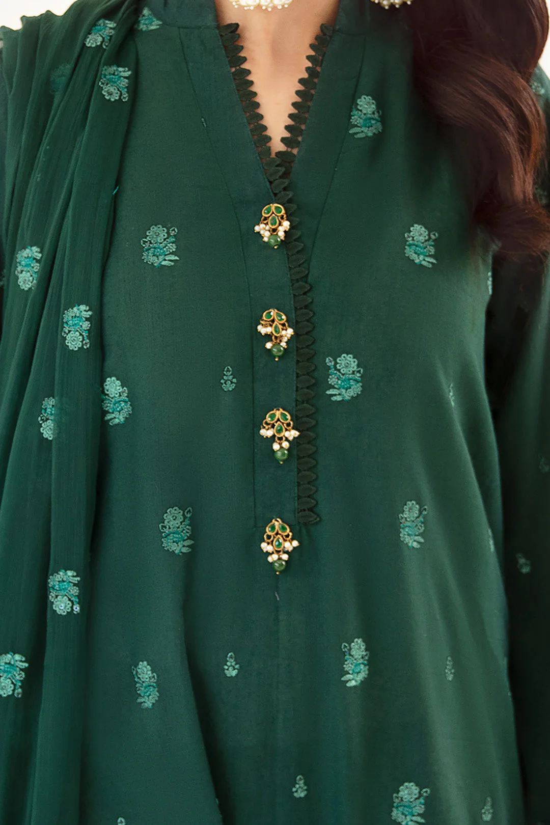 Embroidered Shirt Shalwar Dupatta - 0302 - Image 4