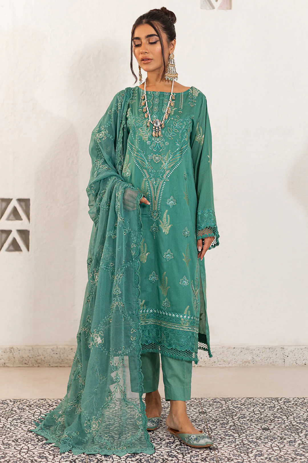 Embroidered Shirt Shalwar Dupatta - 0318 - Image 2