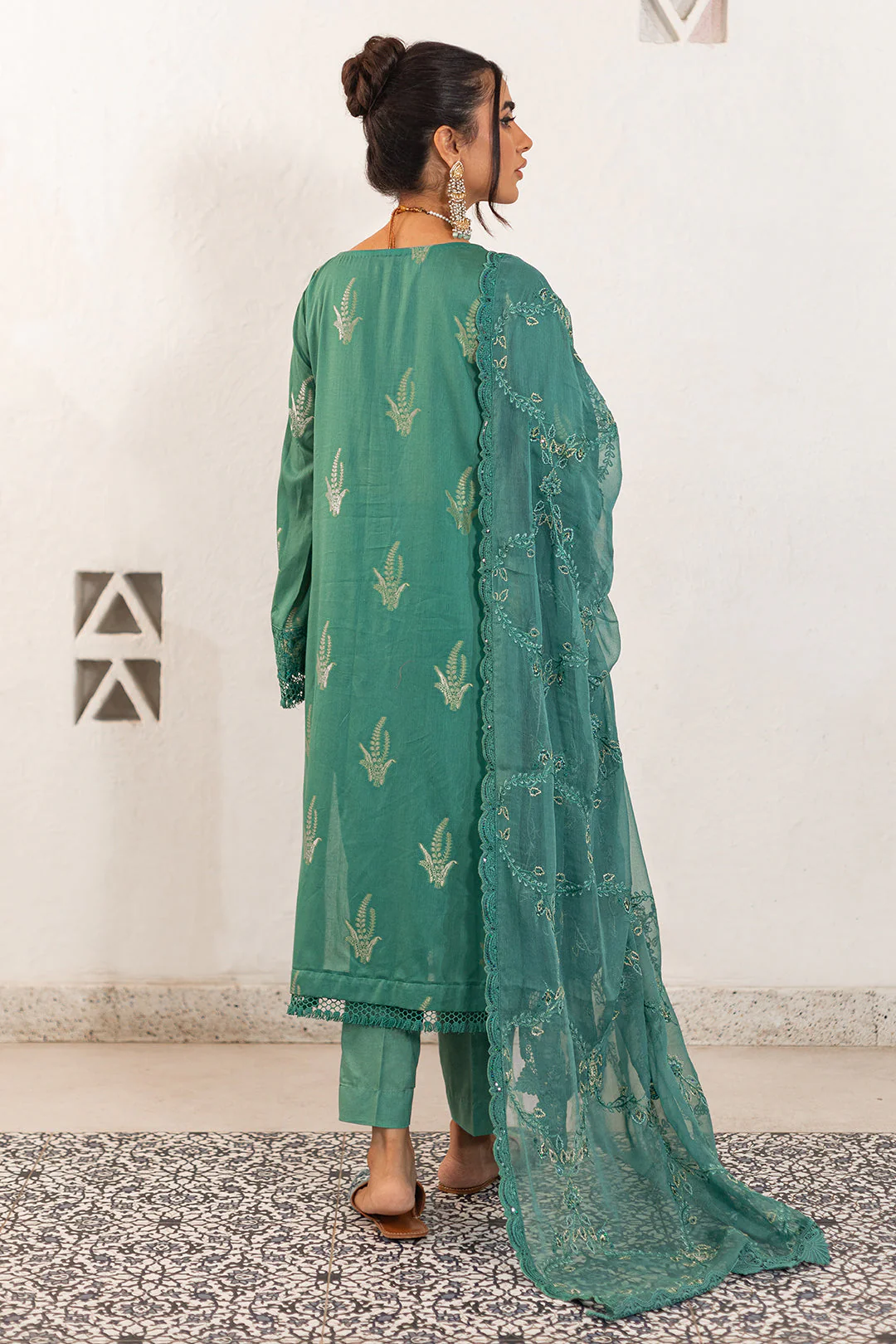 Embroidered Shirt Shalwar Dupatta - 0318 - Image 8
