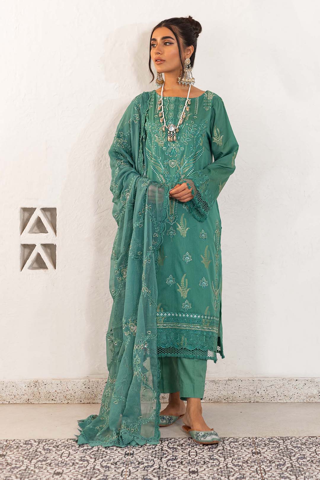 Embroidered Shirt Shalwar Dupatta - 0318 - Image 9