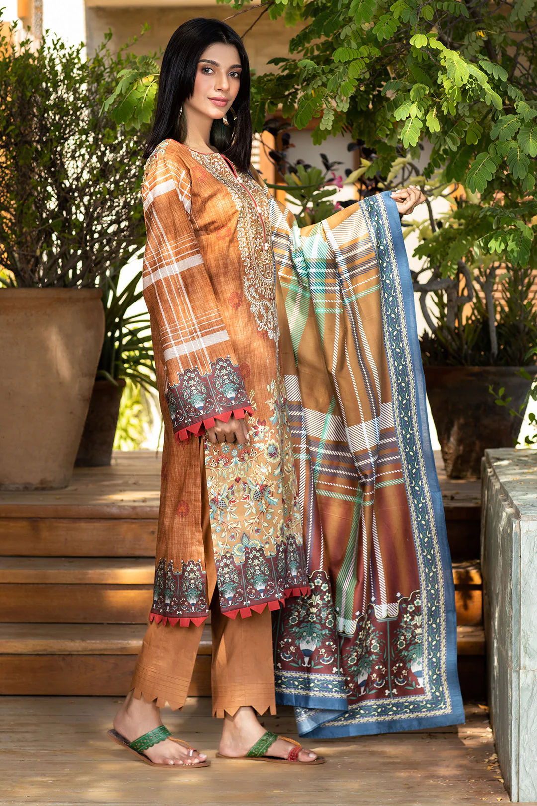 Embroidered Shirt Shalwar Dupatta - 0319 - Image 3