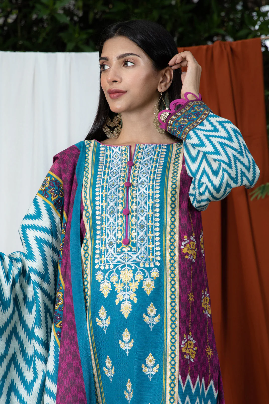 Embroidered Shirt Shalwar Dupatta - 0321 - Image 2