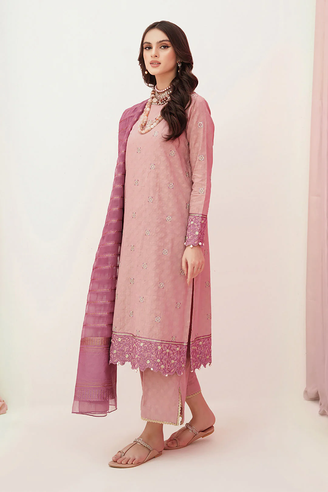 Embroidered Shirt Shalwar Dupatta - 0352 - Image 3