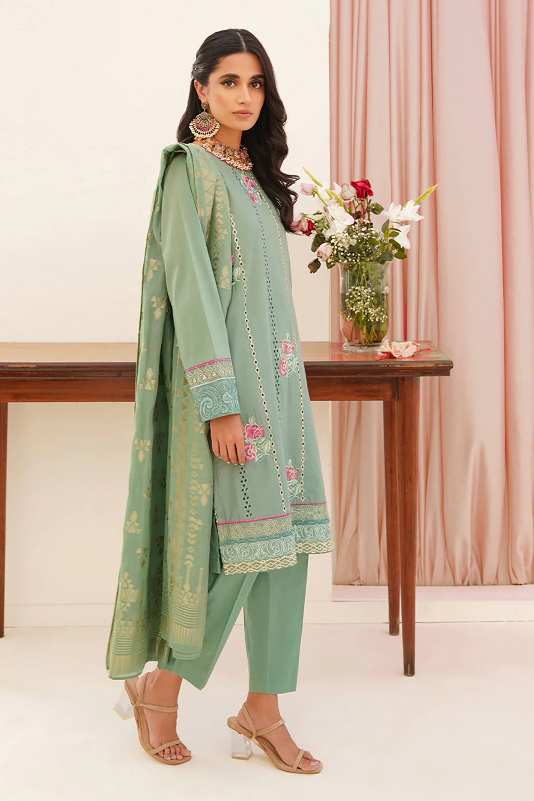 Embroidered Shirt Shalwar Dupatta - 0353 - Image 3