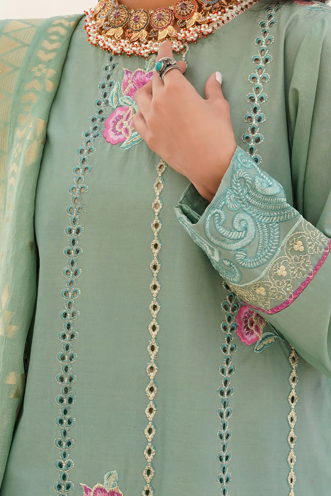 Embroidered Shirt Shalwar Dupatta - 0353 - Image 4