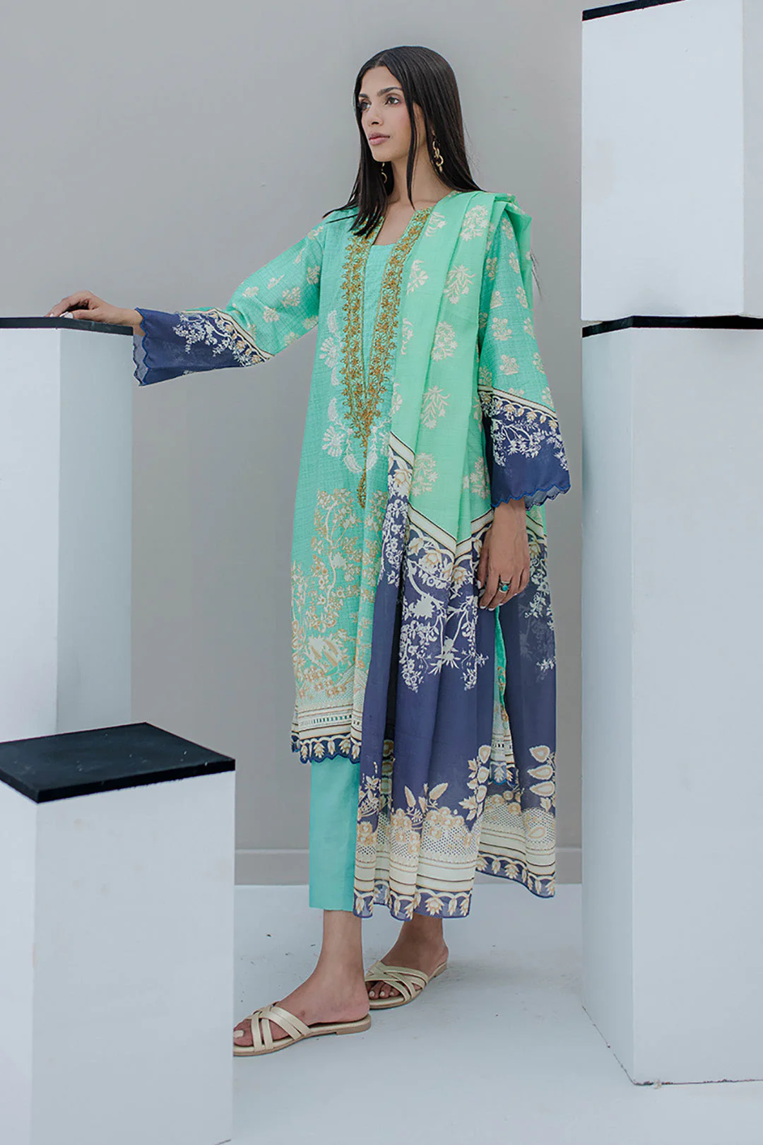 Embroidered Shirt Shalwar Dupatta - 0356 - Image 3