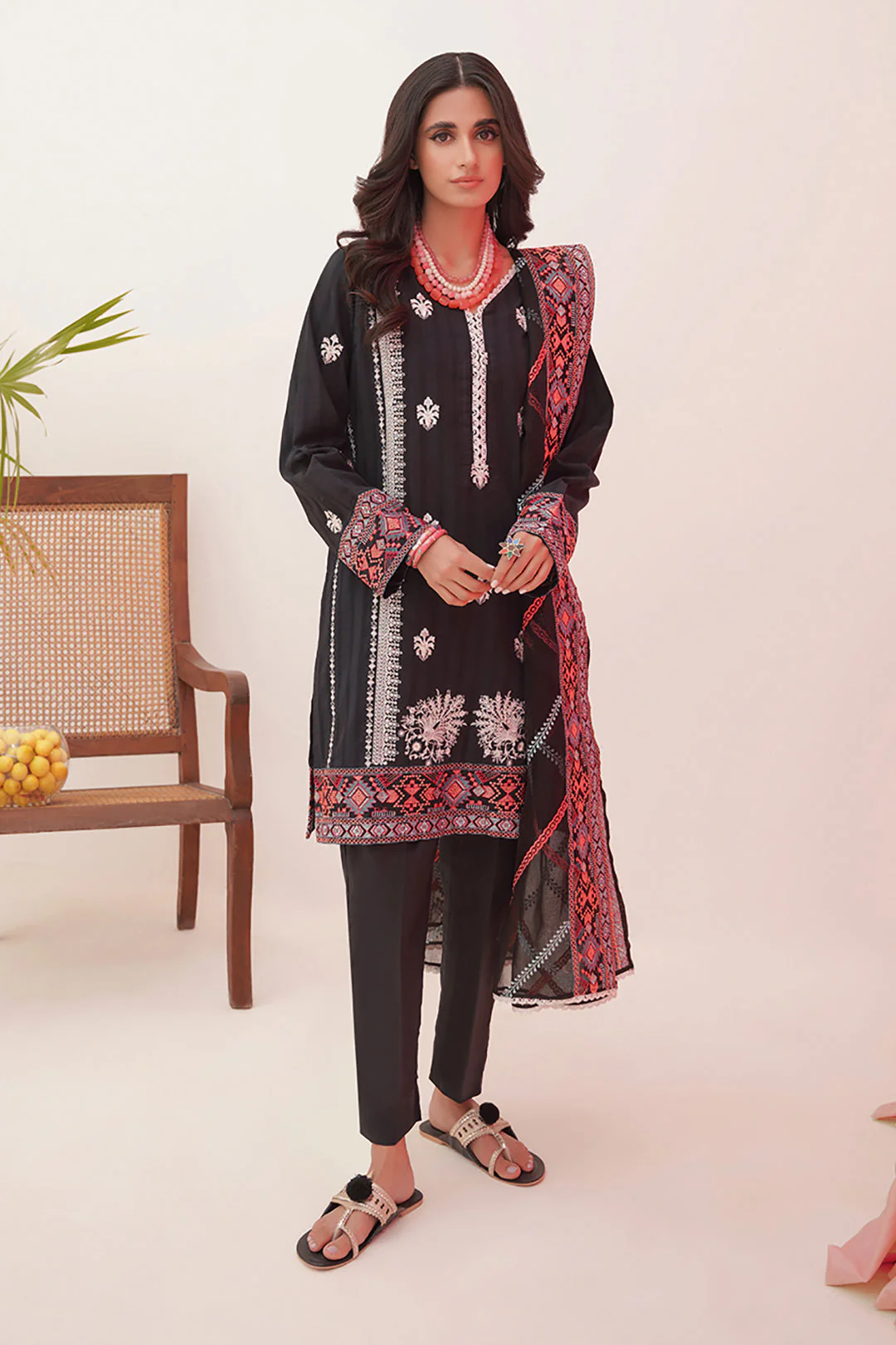 Embroidered Shirt Shalwar Dupatta - 0360 - Image 2