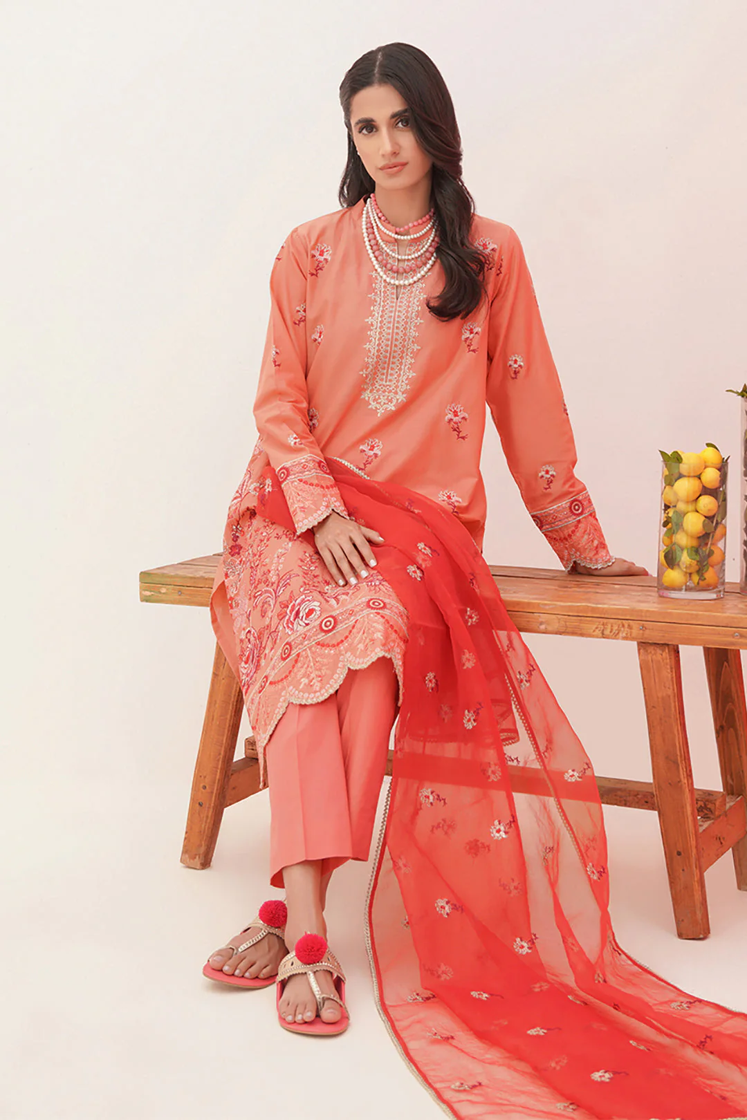 Embroidered Shirt Shalwar Dupatta - 0365 - Image 3