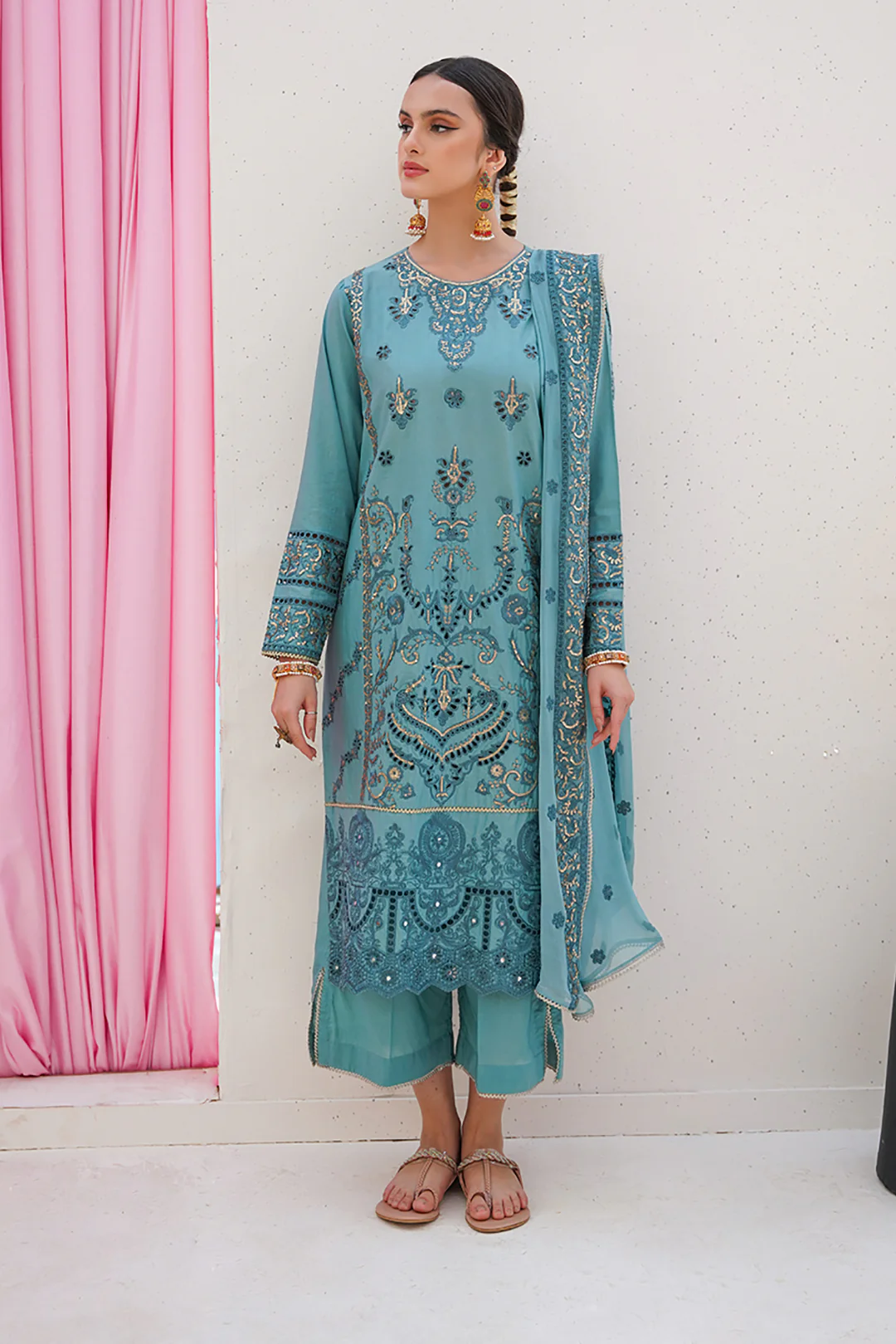 Embroidered Shirt Shalwar Dupatta - 0366 - Image 2