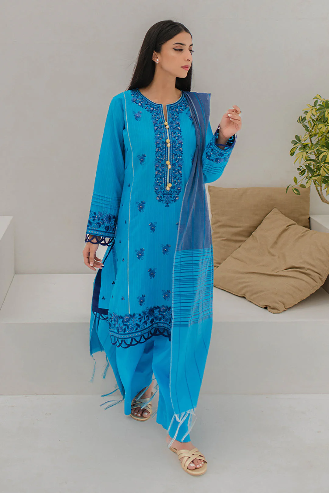 Embroidered Shirt Shalwar Dupatta - 0379 - Image 5
