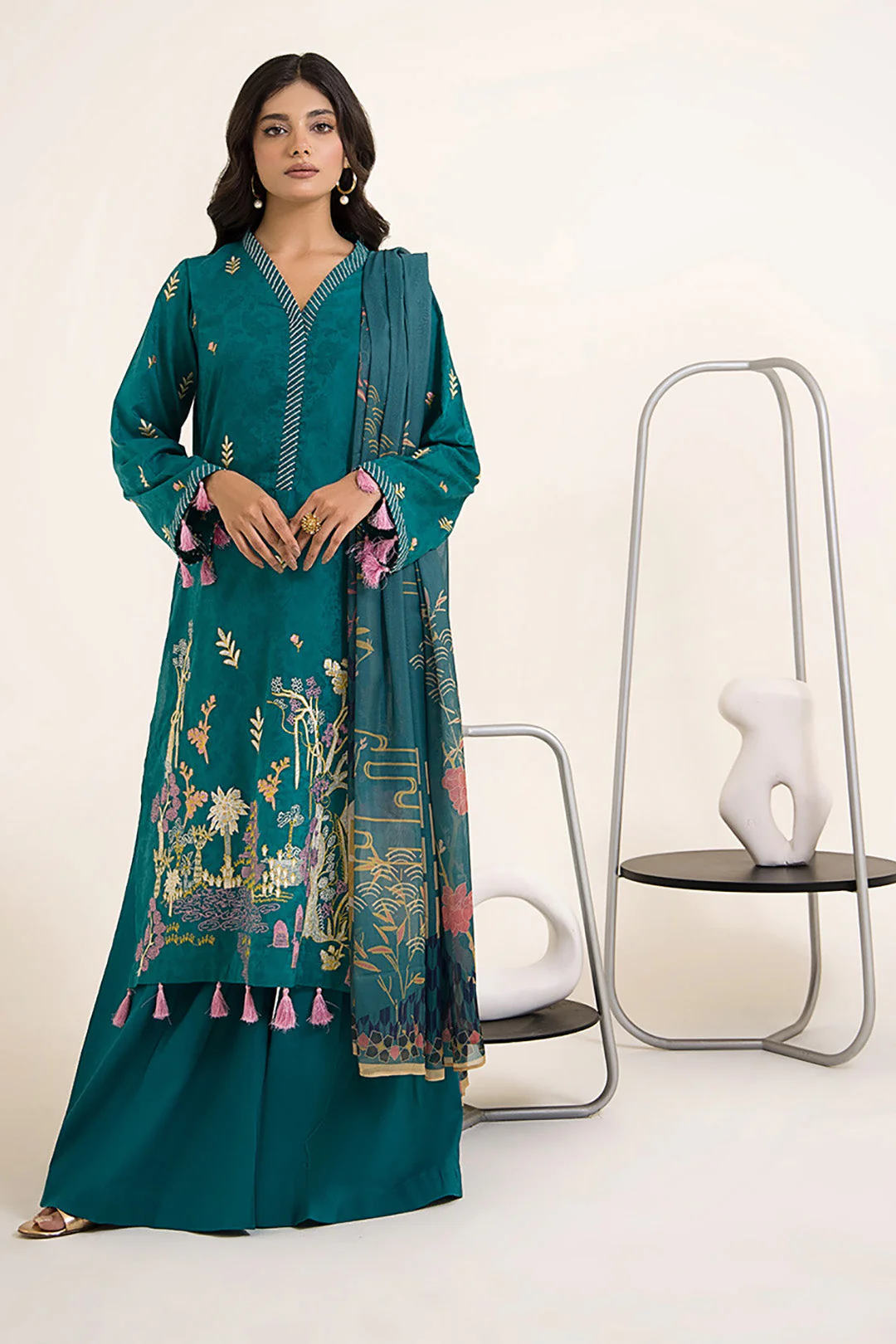 Embroidered Shirt Shalwar Dupatta - 0433 - Image 2