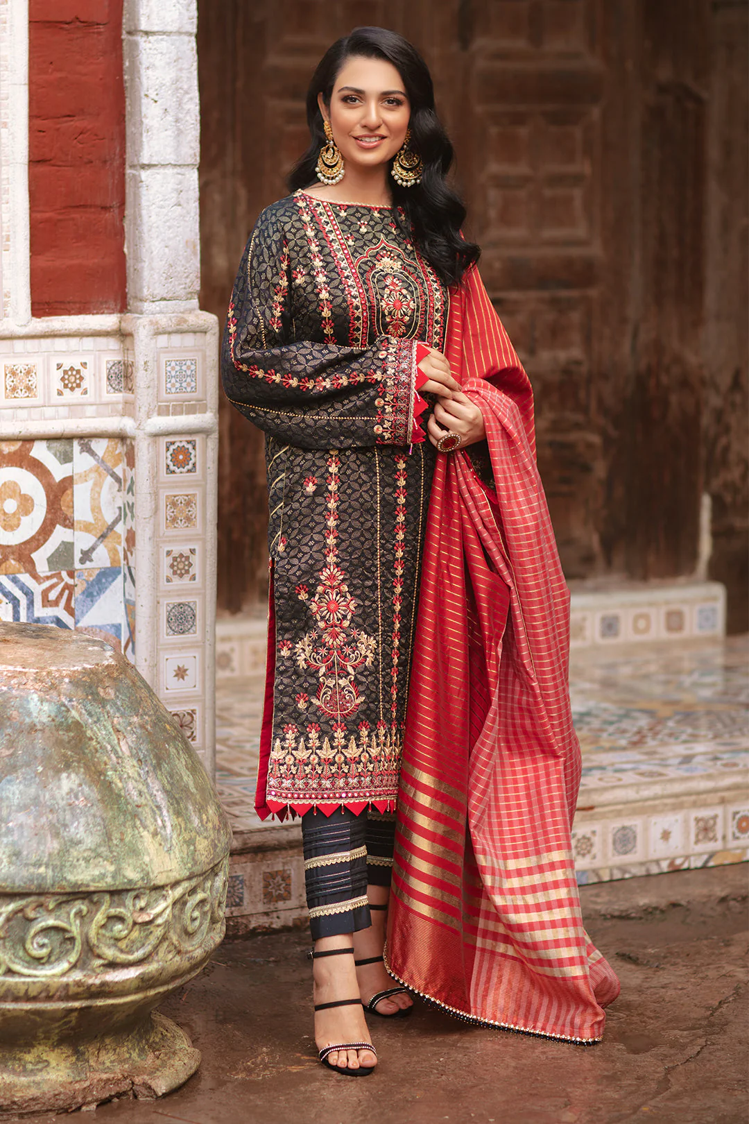 Embroidered Shirt Shalwar Dupatta - 0438 - Image 2