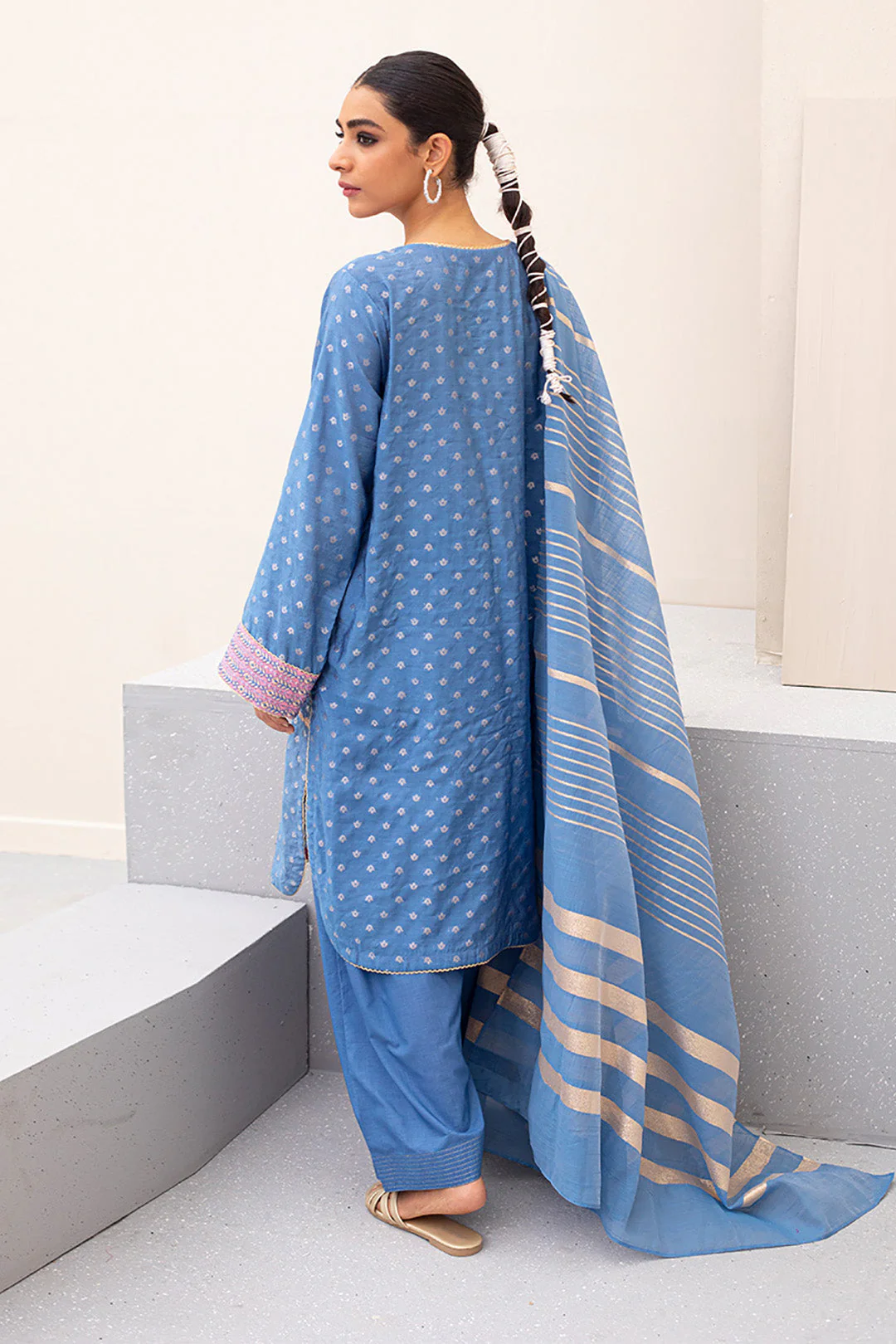 Embroidered Shirt Shalwar Dupatta - 0440 - Image 5