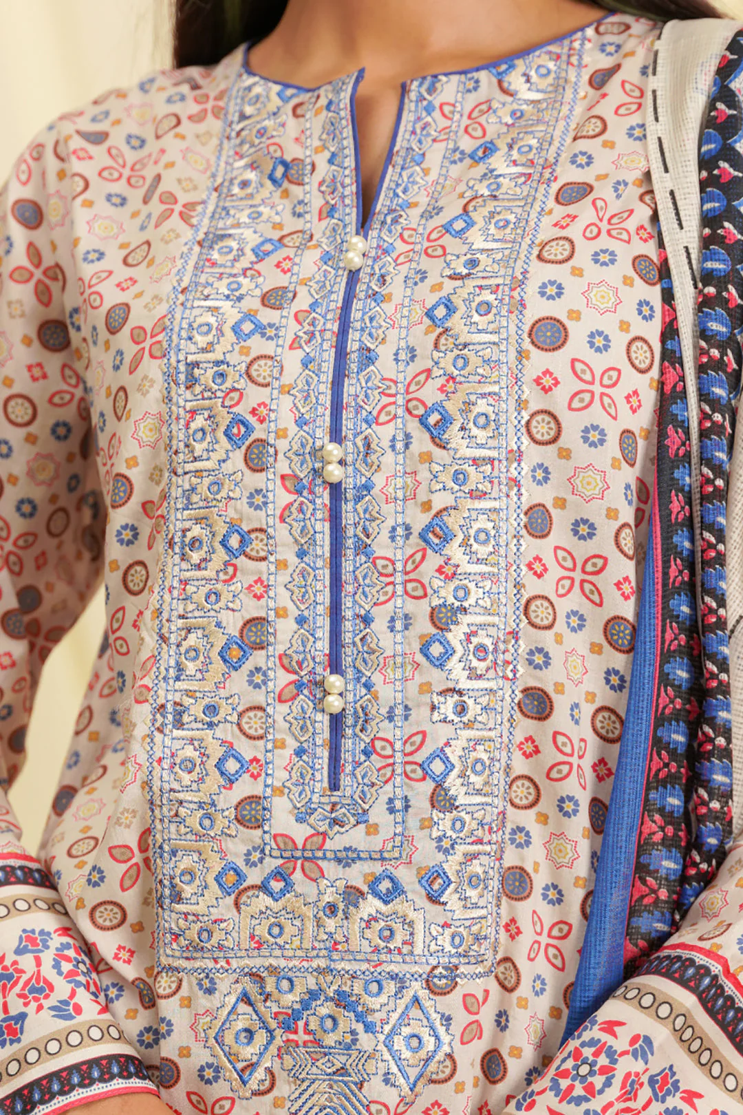 Embroidered Shirt Shalwar Dupatta - 0458 - Image 4