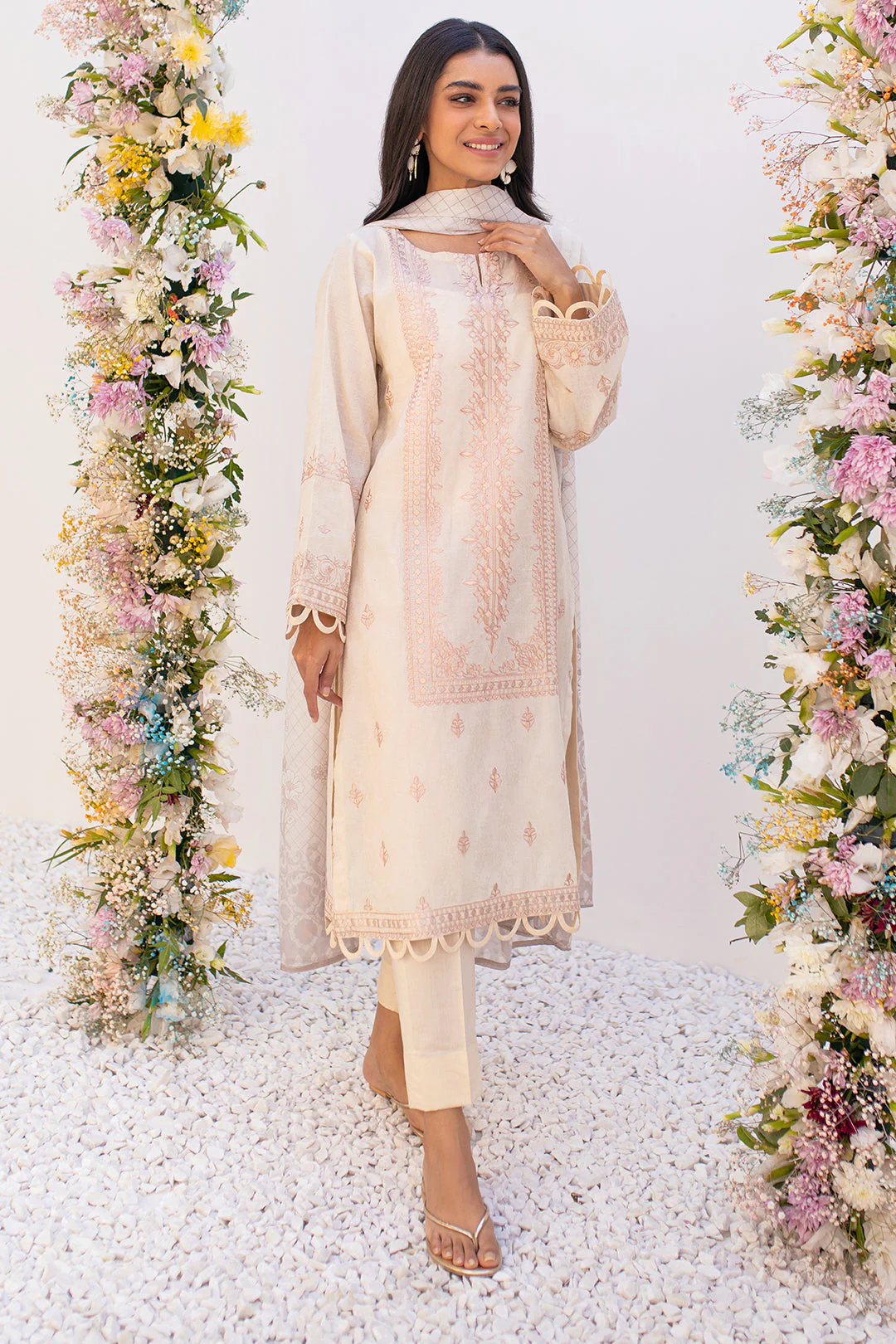 Embroidered Shirt Shalwar Dupatta - 0470 - Image 2
