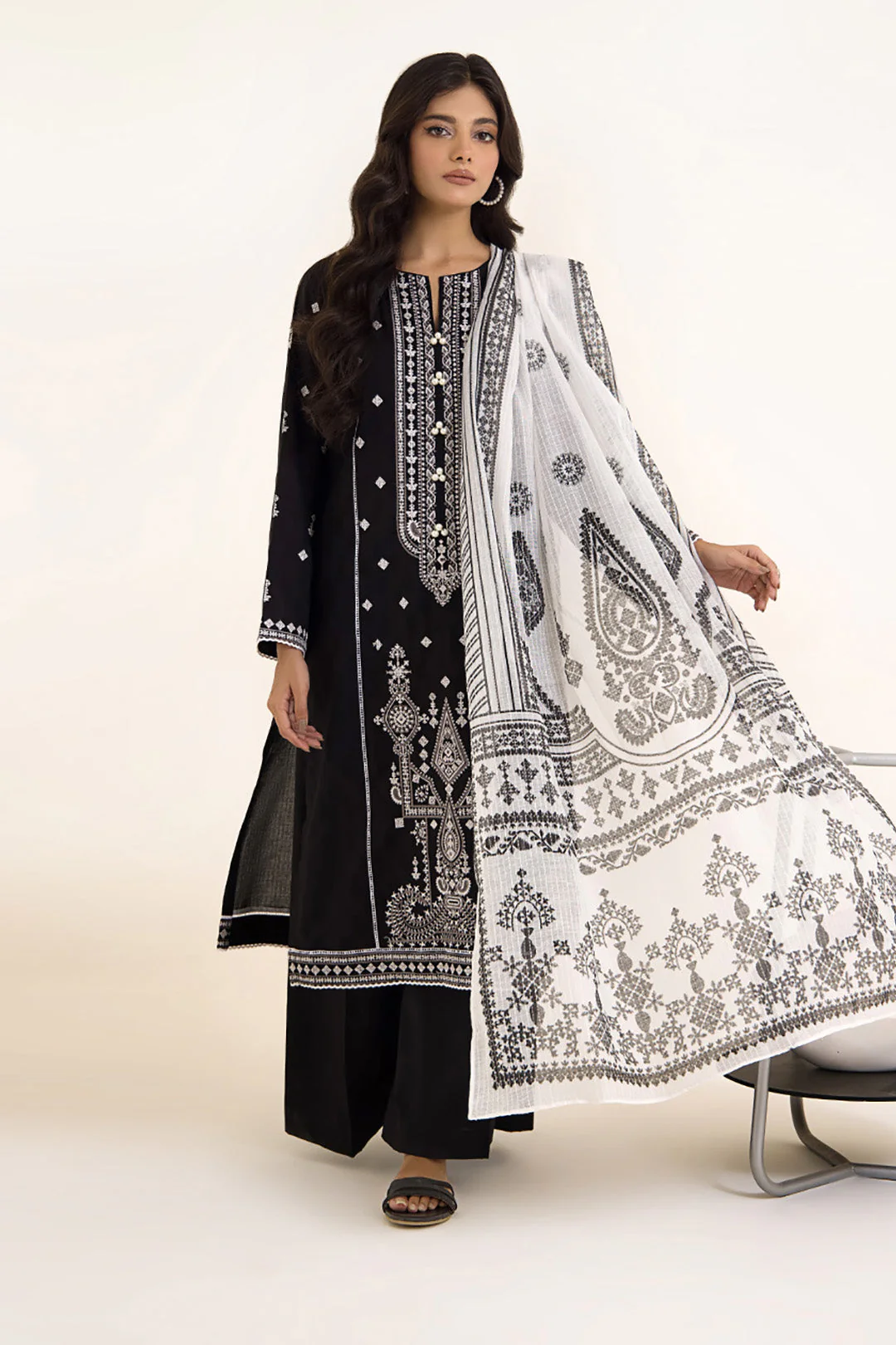 Embroidered Shirt Shalwar Dupatta - 0493 - Image 3