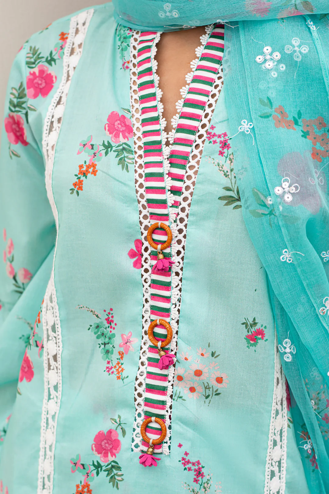 Embroidered Shirt Shalwar Dupatta - 0504 - Image 4