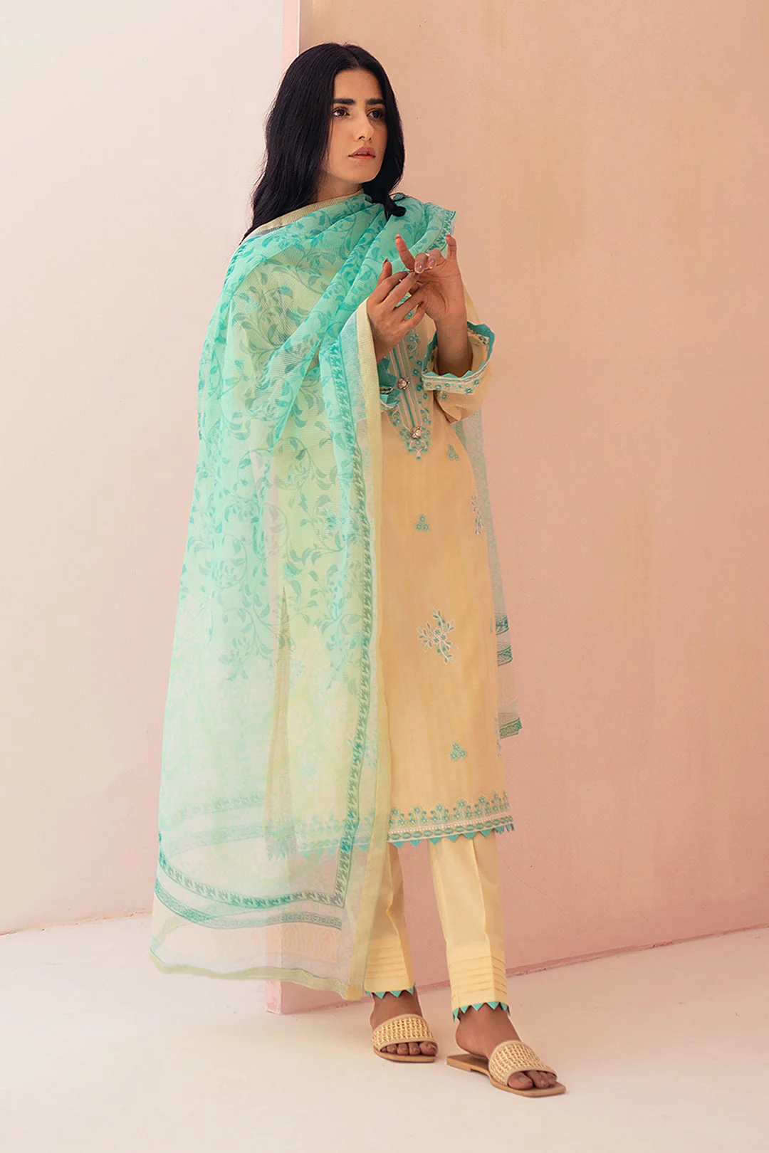 Embroidered Shirt Shalwar Dupatta - 0560 - Image 2