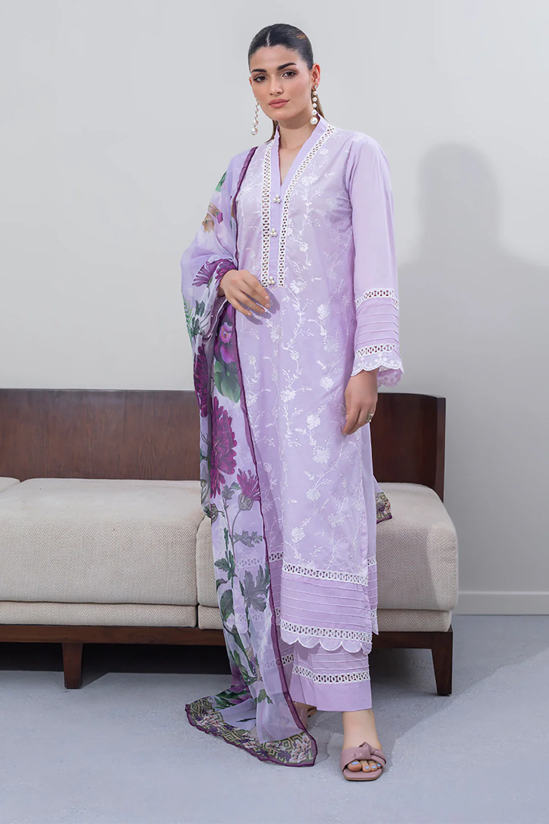 Embroidered Shirt Shalwar Dupatta - 0645 - Image 2