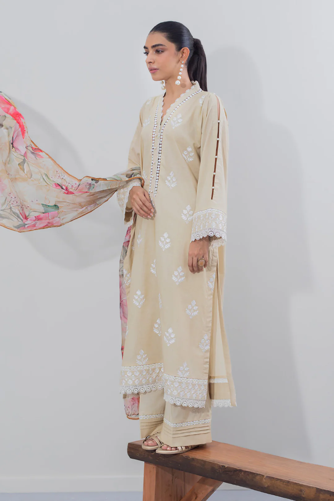 Embroidered Shirt Shalwar Dupatta - 0648 - Image 3
