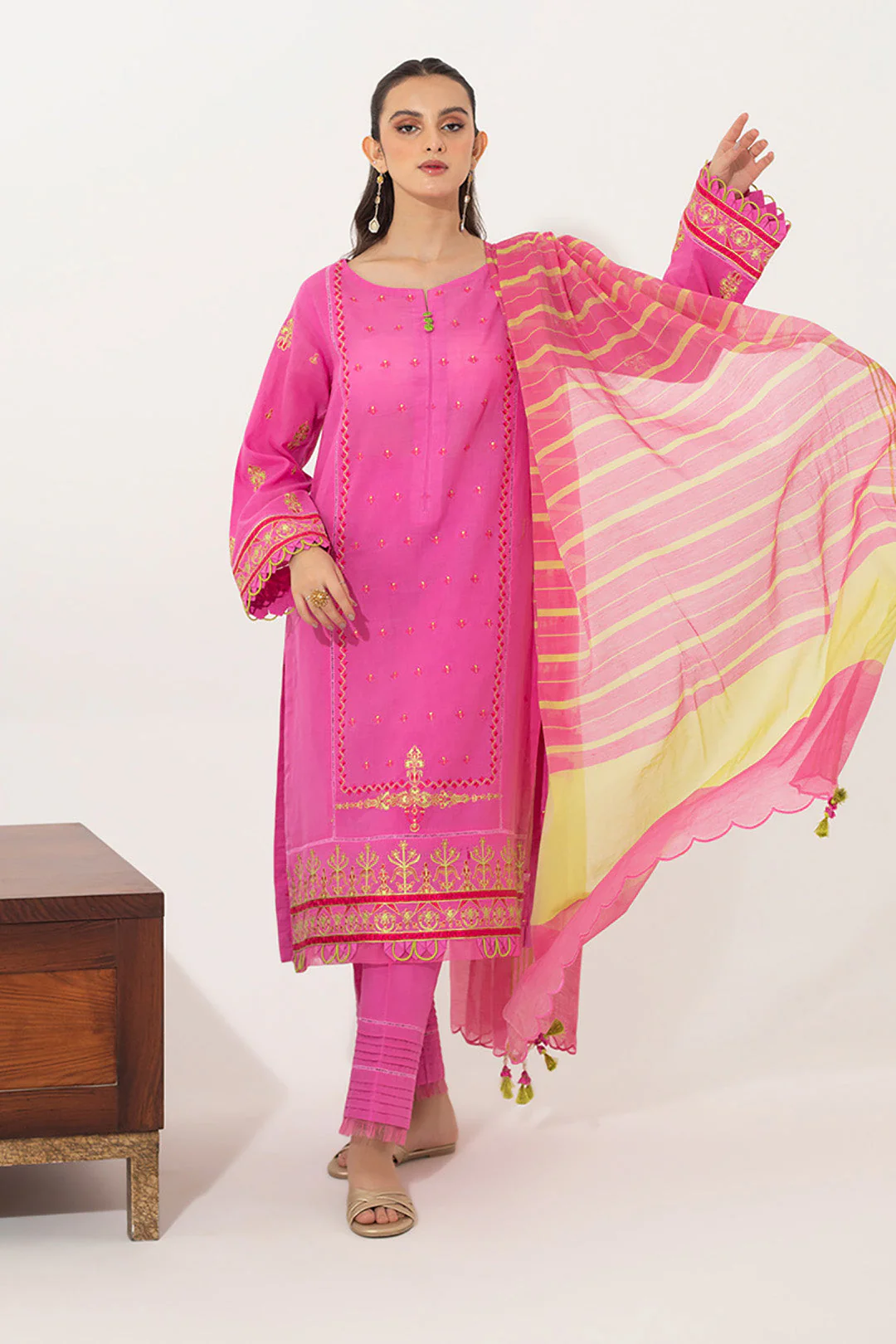 Embroidered Shirt Shalwar Dupatta - 0650 - Image 3