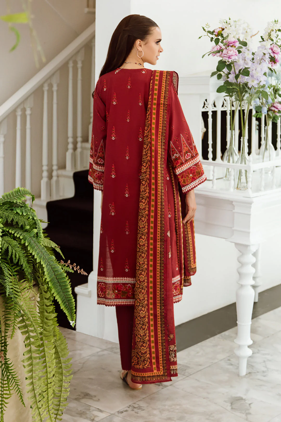 Embroidered Shirt Shalwar Dupatta - 0691 - Image 5