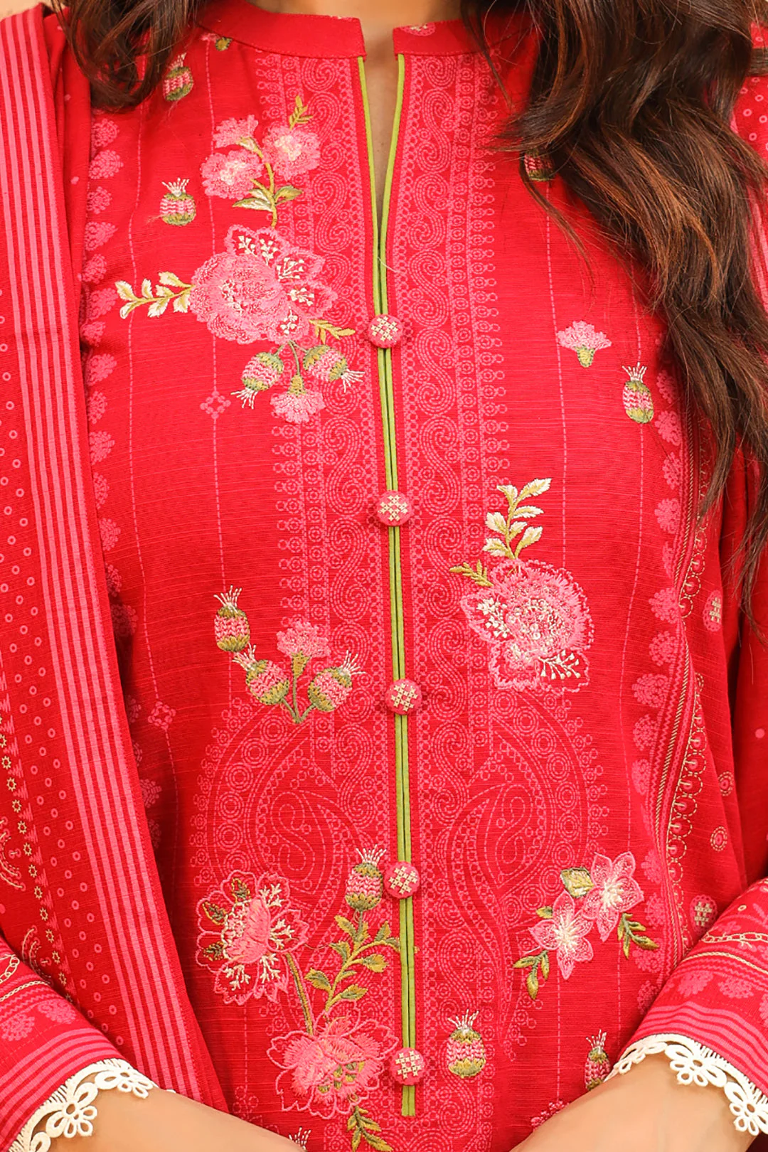 Embroidered Shirt Shalwar Dupatta - 0693 - Image 4