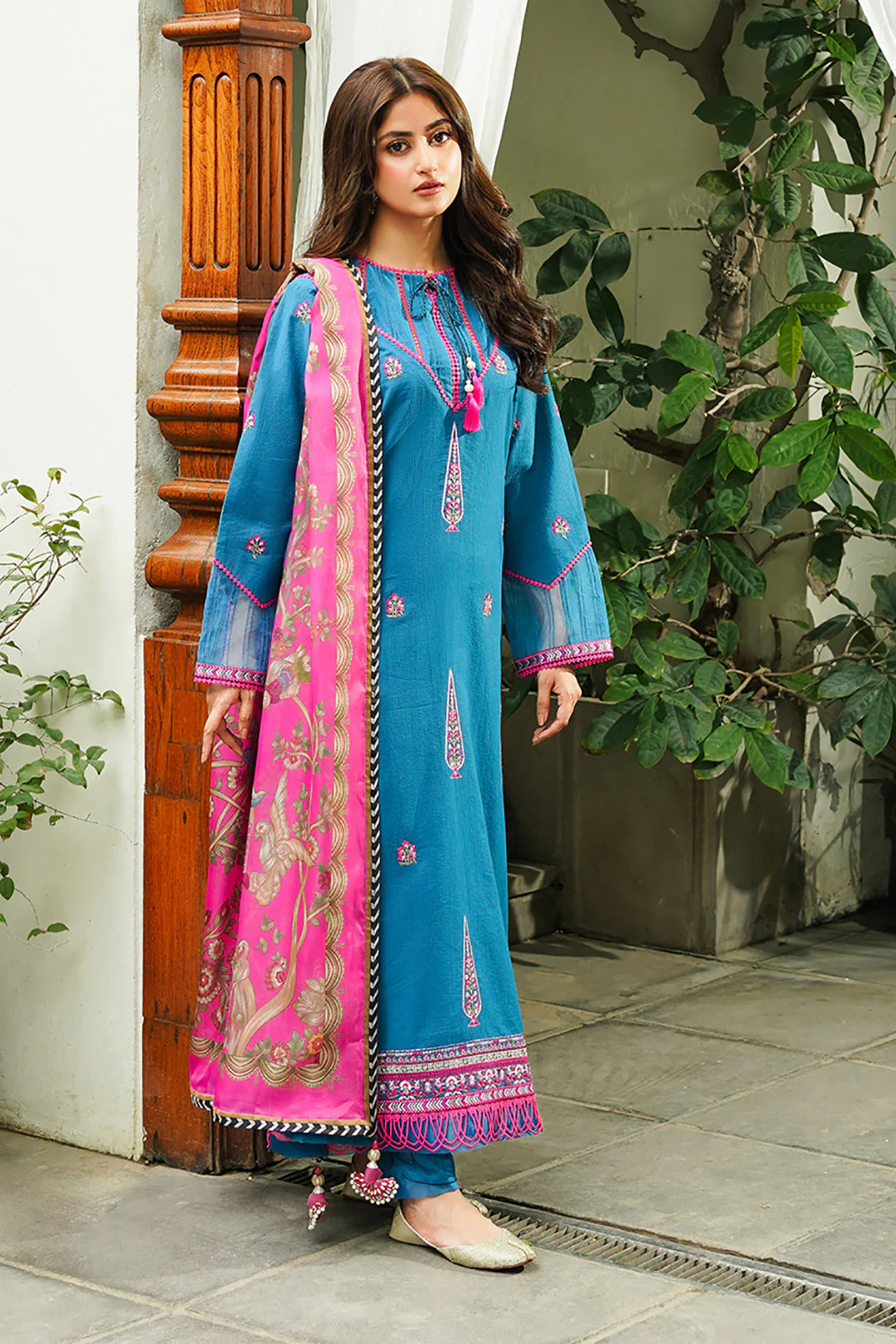 Embroidered Shirt Shalwar Dupatta - 0703 - Image 3