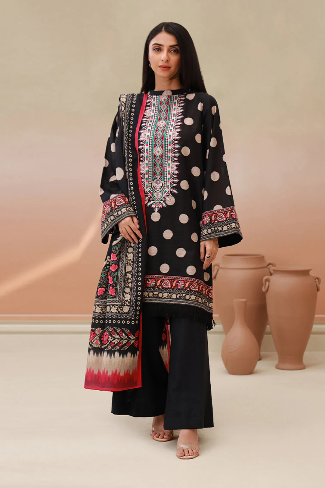 Embroidered Shirt Shalwar Dupatta - 0759 - Image 3